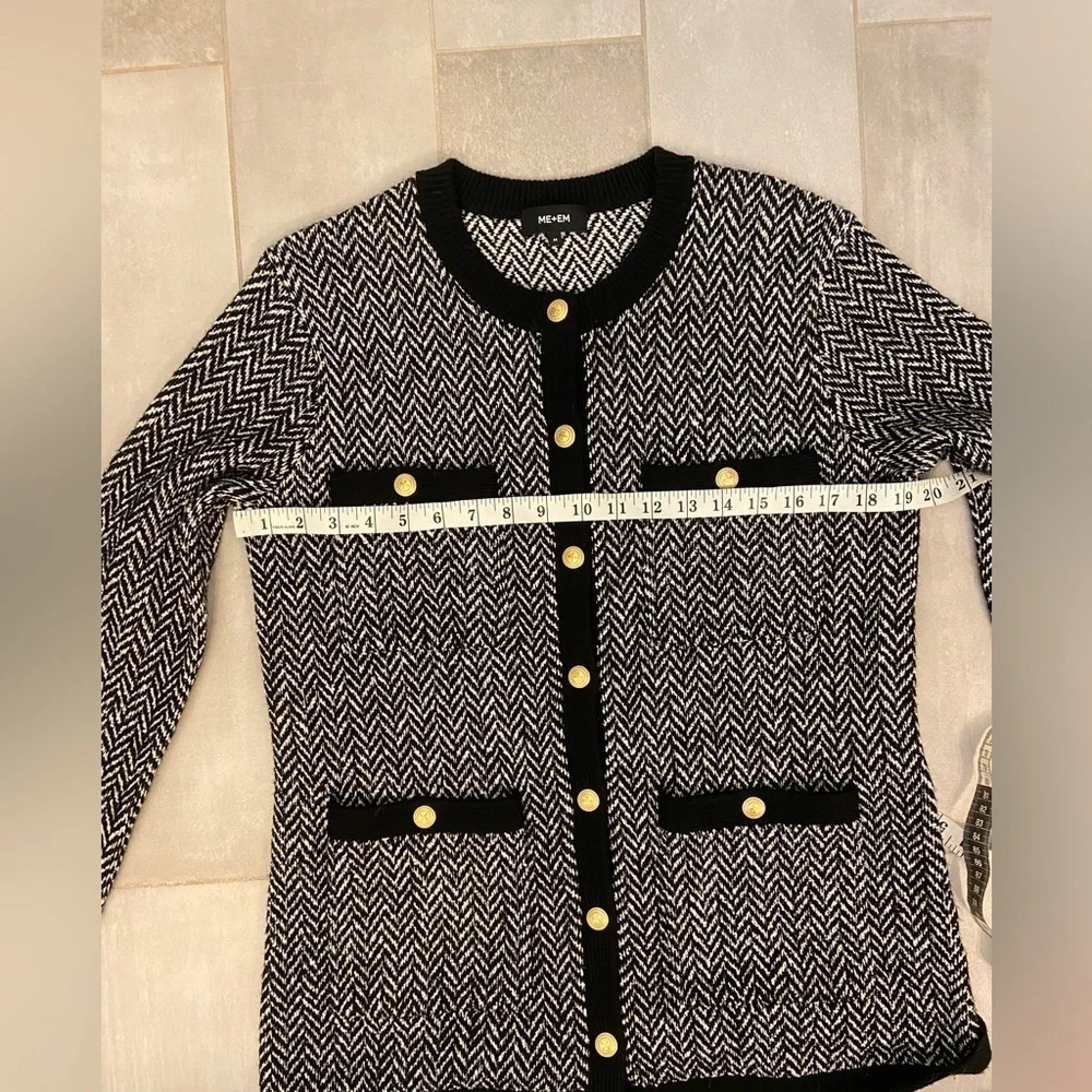 ME+EM Wool Blend Chevron Jacket Black & White Size Medium - Picture 8 of 8